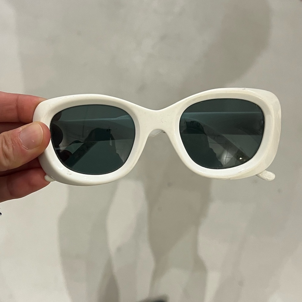 Emanuelle Khanh White Square Sunglasses